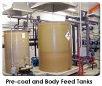 Diatomaceous Earth Filtration Pre-coat and body feed tanks